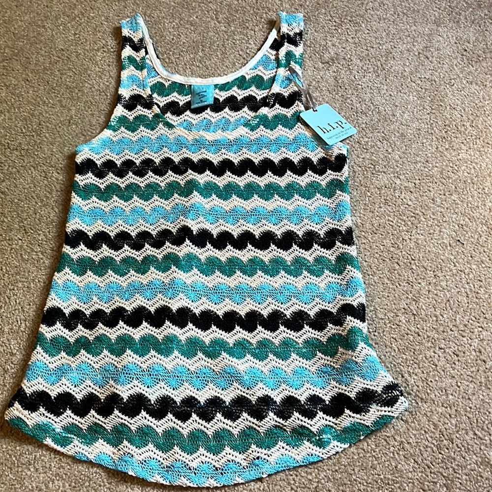 Tank top/woven swimsuit coverup. NWT size M